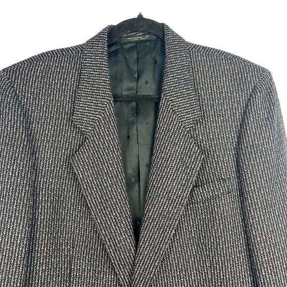 Men’s 41 L 100% Wool Sport Coat Micro Stripe 2 Button - Picture 2 of 8